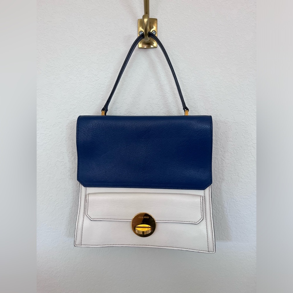Miu Miu blue leather shoulder bag